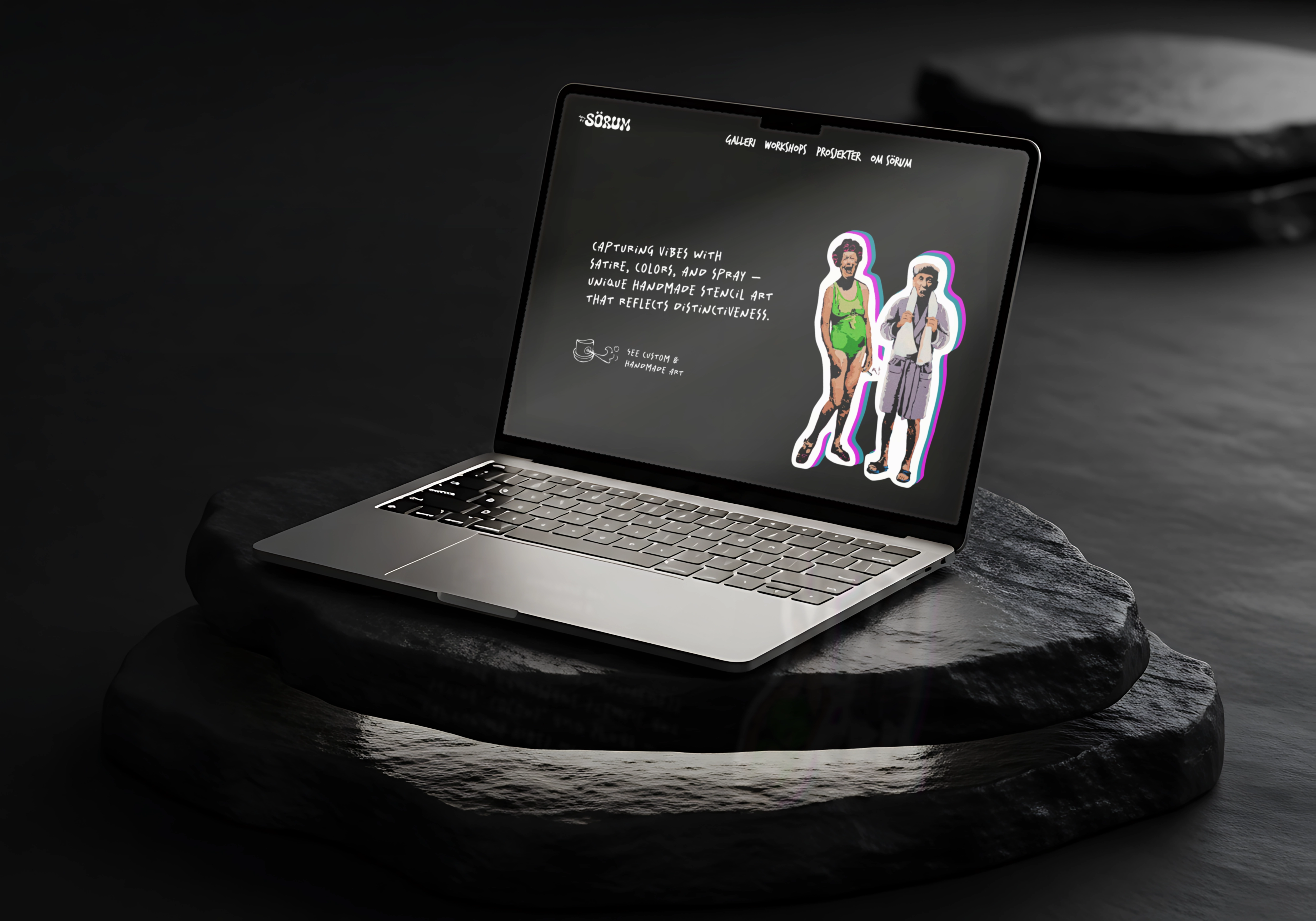 Stilren merkevare og nettside for stensilkunstner