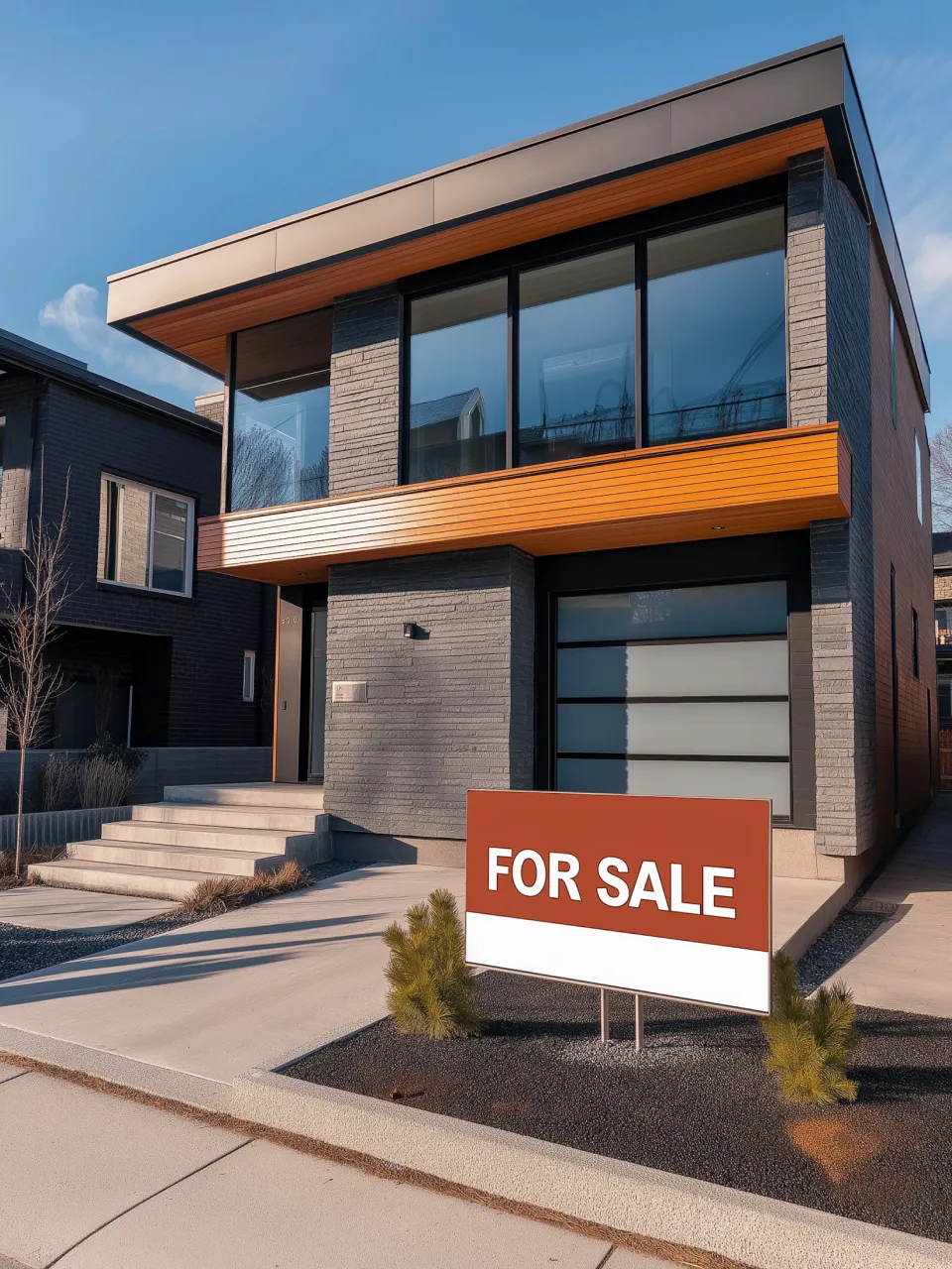 A for sale sign in front of a house.