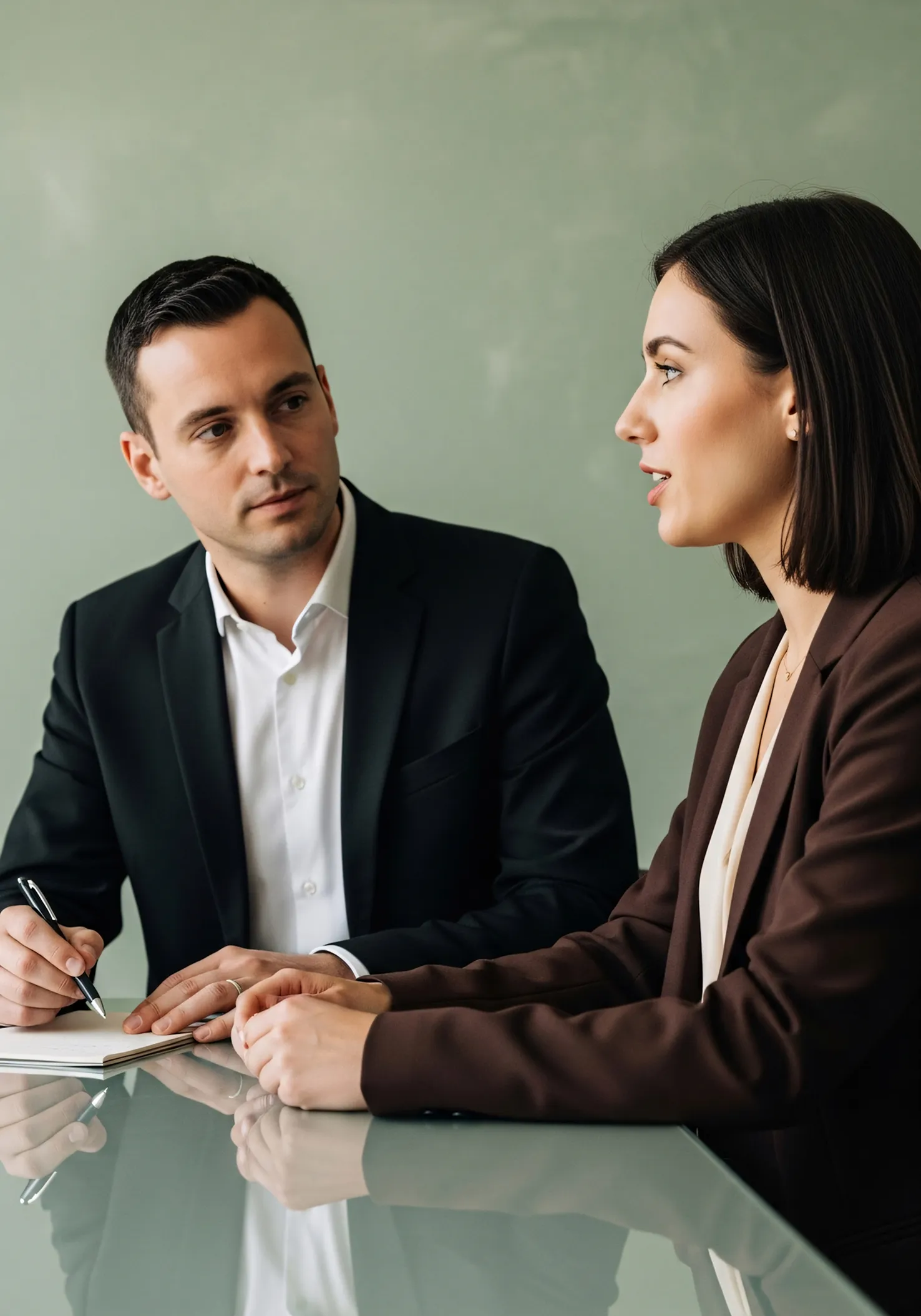 A man and a woman sitting at a table.