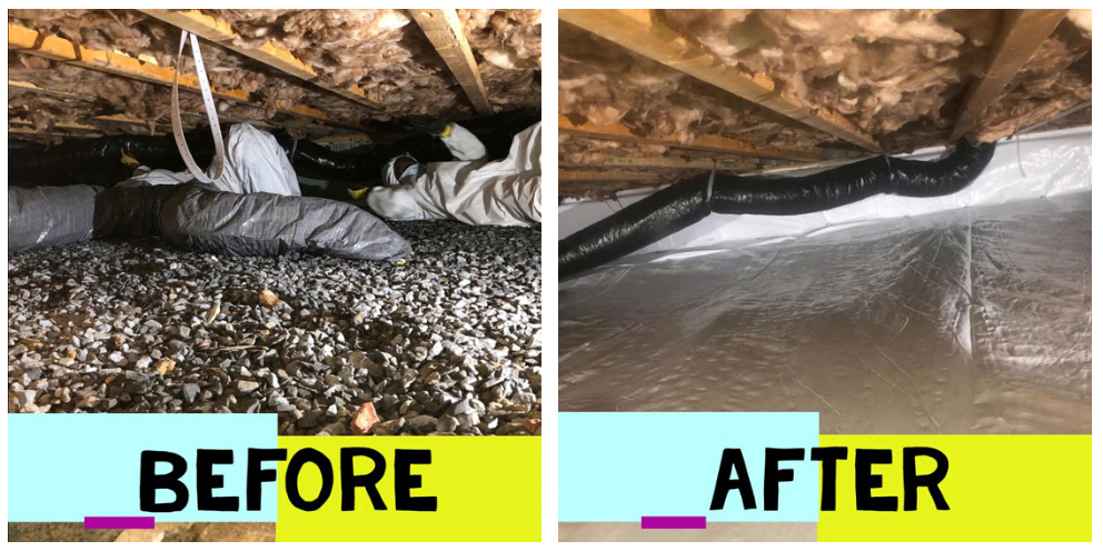 Before and After of Crawl Space Remediation 