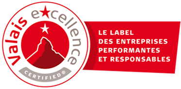 Logo du label Valais Excellence Certified – hôtel bulle Whitepod dans les Alpes suisses