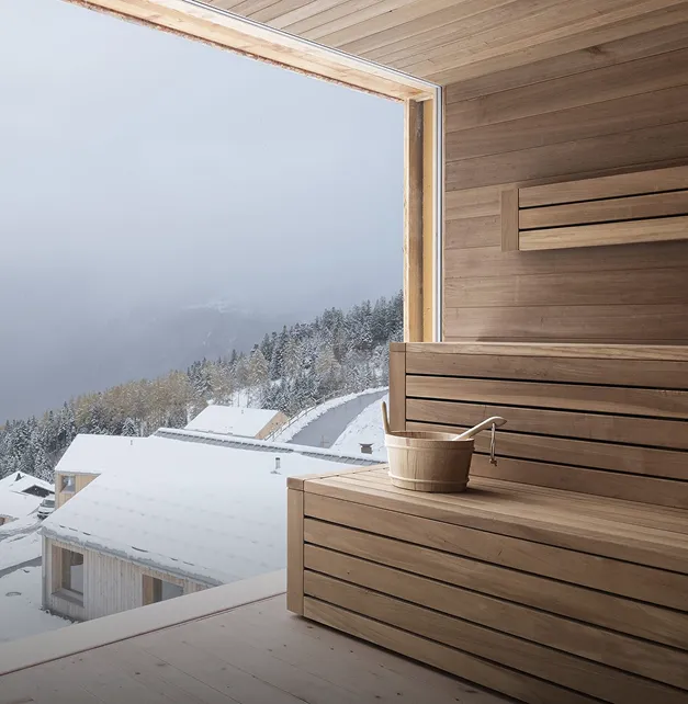 Sauna en montagne, vue sur la vallée
