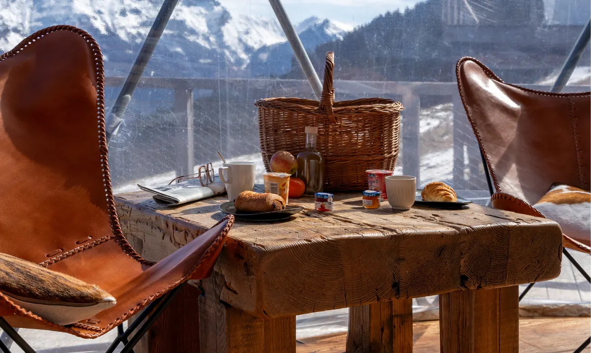 Frühstück im Pod serviert