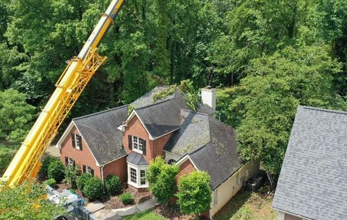 Aerial roof inspection by Bailey Roofing Buford GA