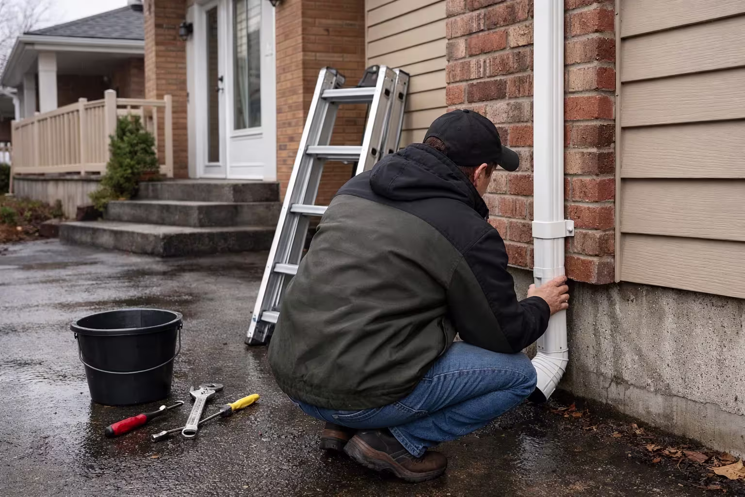 Inspection d’un bâtiment résidentiel pour détecter des problèmes de toiture ou de gouttière