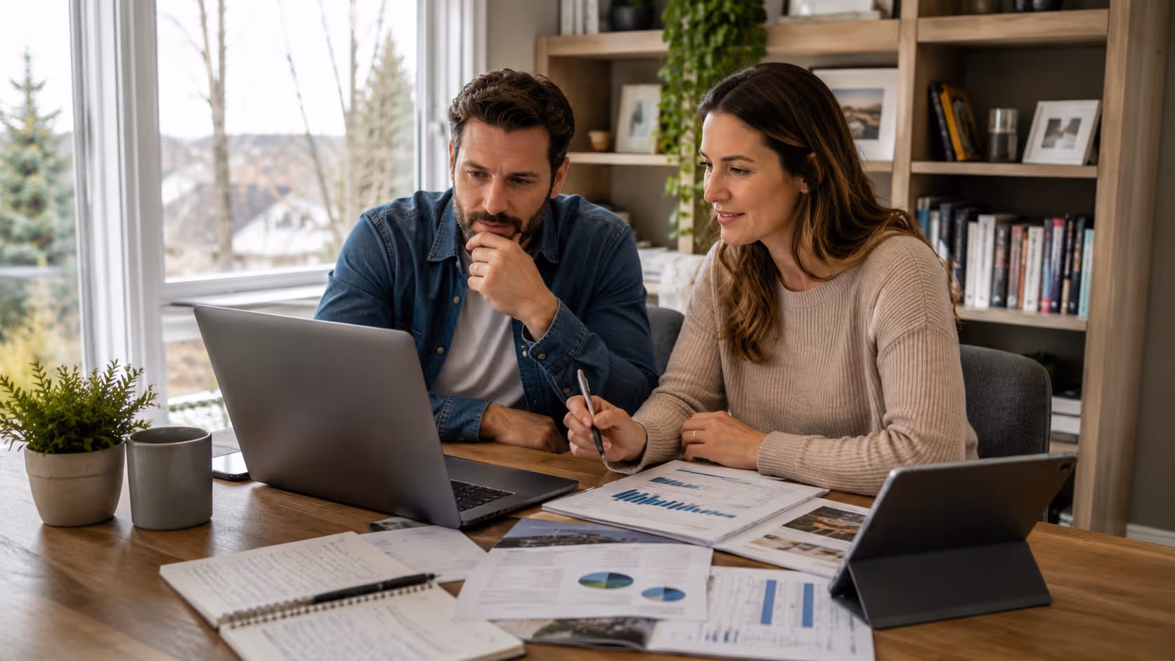 Propriétaires consultant des ressources immobilières en ligne pour mieux préparer la vente de leur propriété