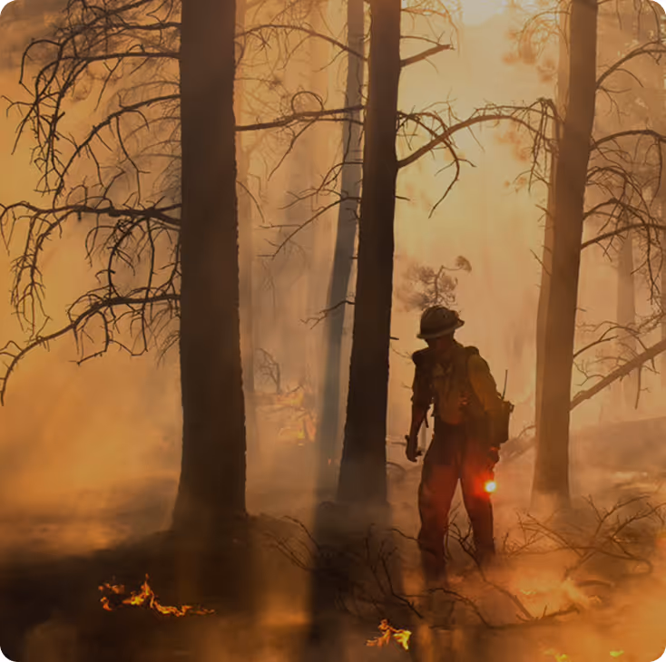 Wildland firefighter sharing a personal fireline story on camera—capturing The Smokey Generation’s mission to preserve oral histories and lived experiences from the fireline.