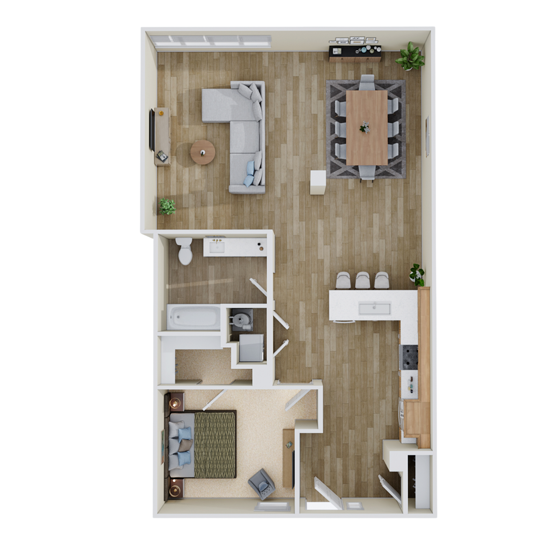 1 Bed 1 Bath layout