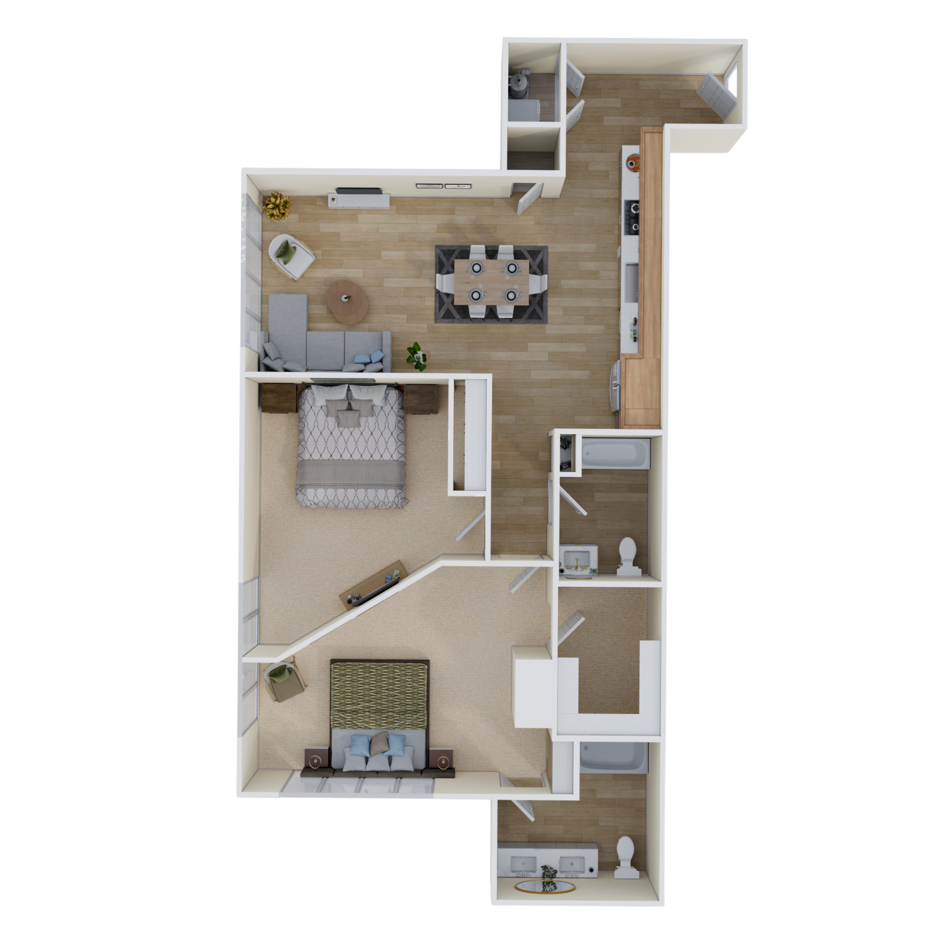 2 Bed 2 Bath layout