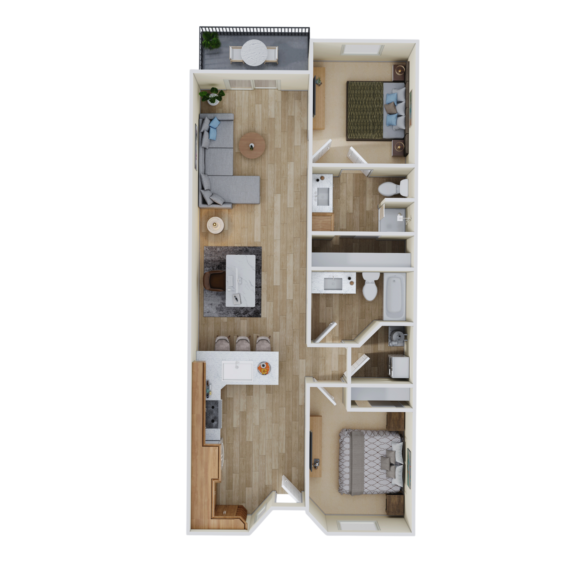 2 Bed 2 Bath layout