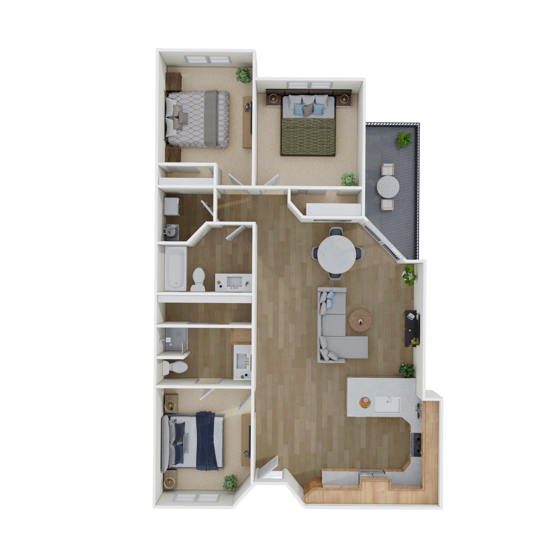 3 Bed 2 Bath layout