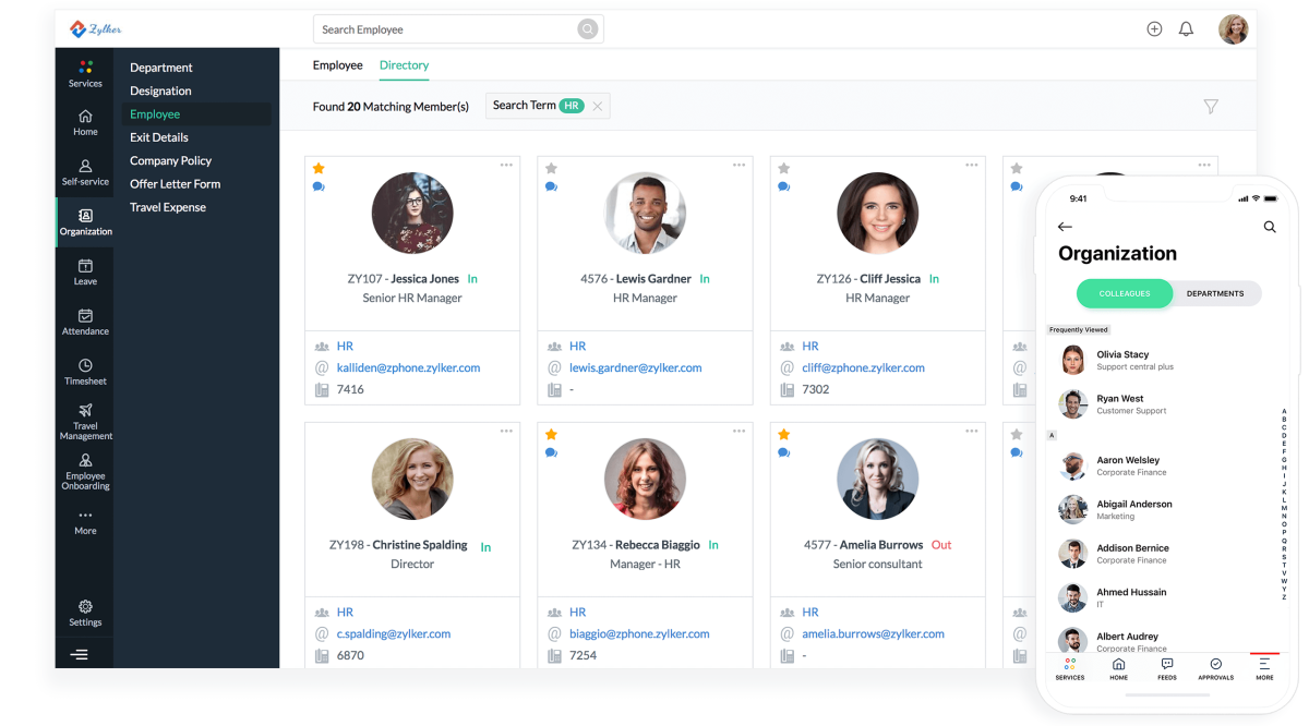 Interfaz de Zoho People vacantes pymes