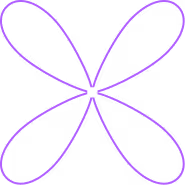 Purple symmetrical flower-like shape with four rounded petals on a white background.
