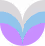 Stylized symmetric butterfly wings in shades of blue and purple.