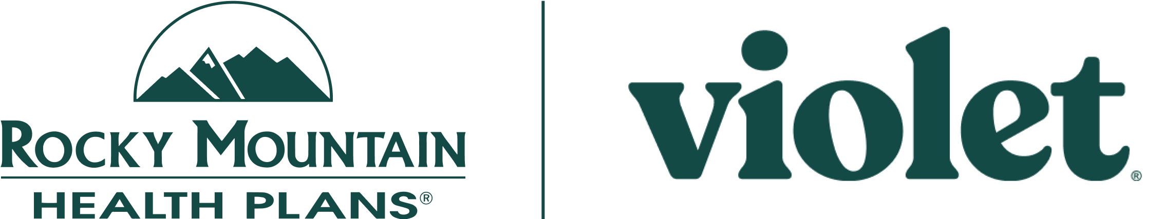Rocky Mountain Health Plans logo with stylized mountain graphic and vertical bar beside the word violet.