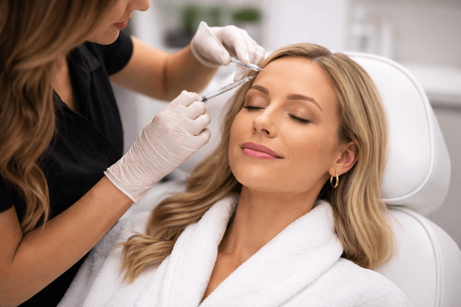  Medical provider performing Botox treatment on patient in Richardson, Texas, medical spa setting