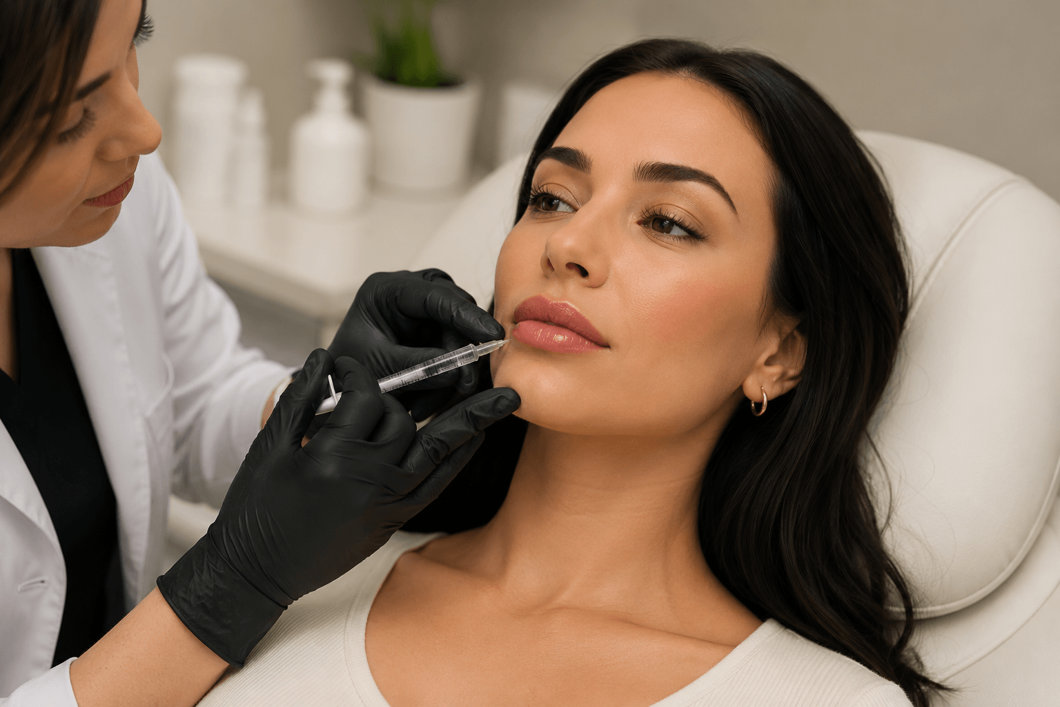 Natural-looking lip filler consultation and treatment at an aesthetic clinic in Richardson, Texas, focused on personalized lip enhancement and facial balance.