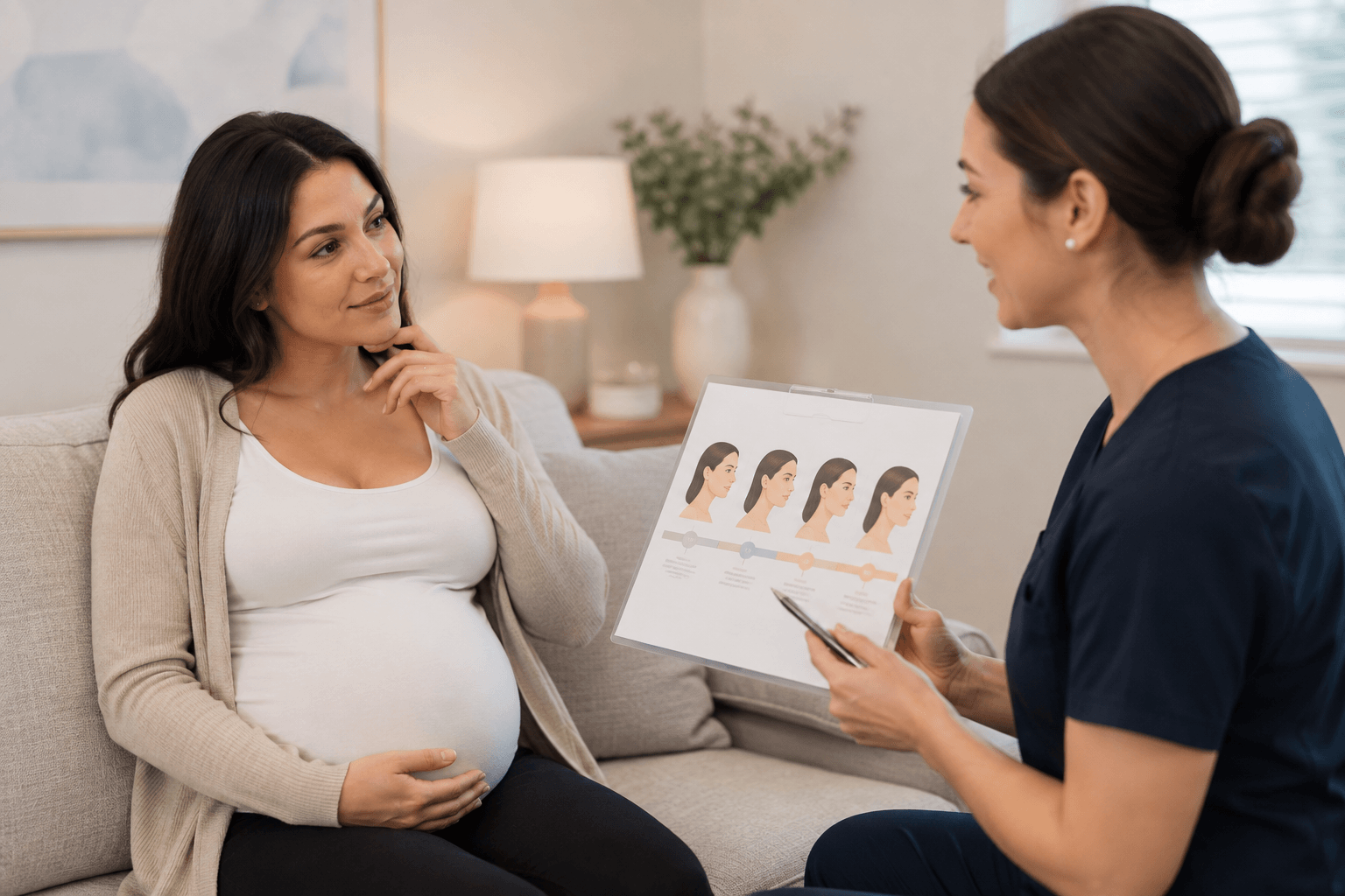 Expecting mother in Richardson Texas researching Botox safety during pregnancy timeline
