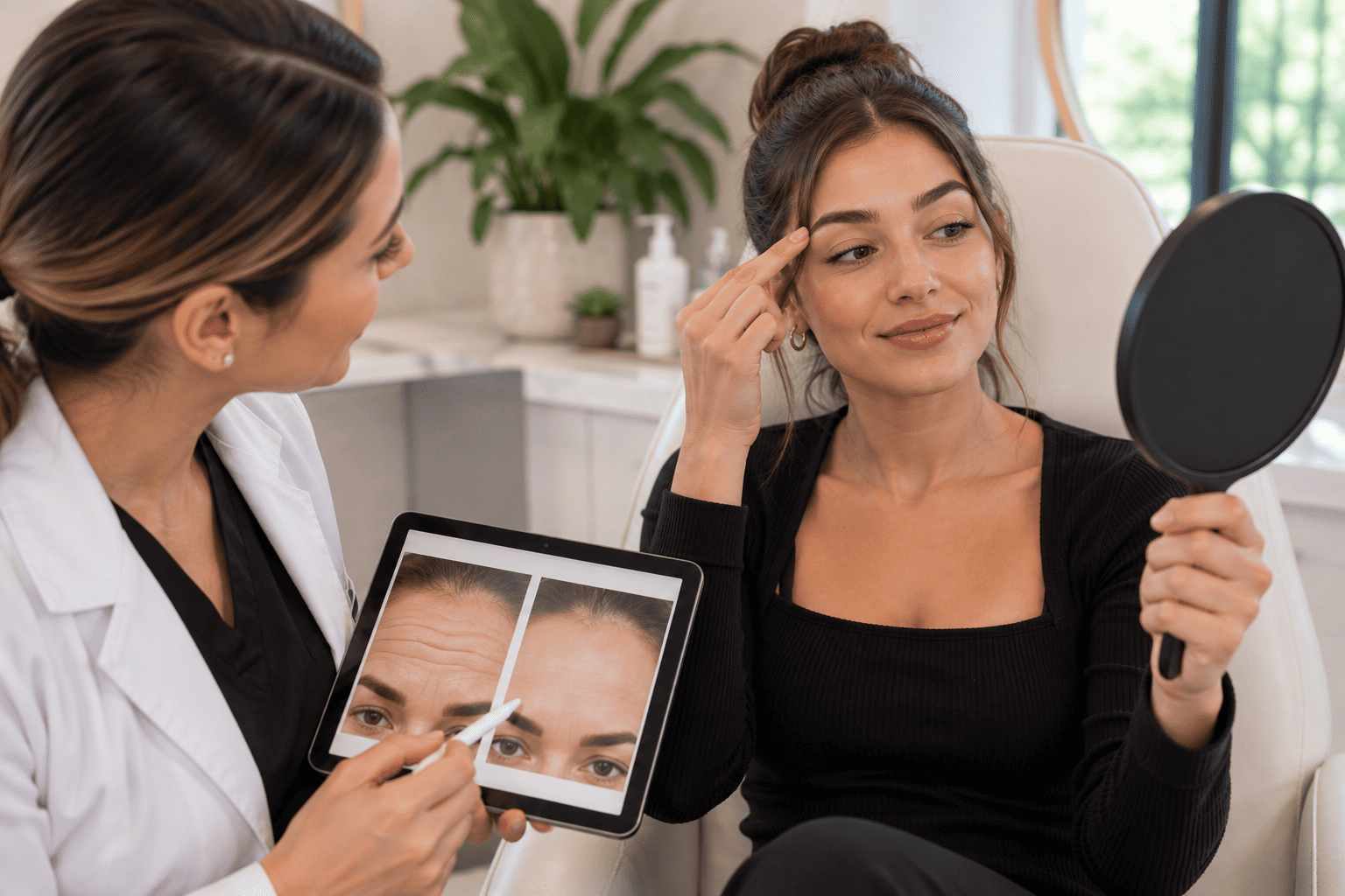 Young adult receiving a preventative Botox treatment at a med spa in Richardson, Texas
