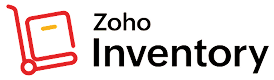 Logo Zoho Inventory z ikoną wózka magazynowego.