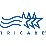 Blue TRICARE logo featuring three stars and three wavy lines.