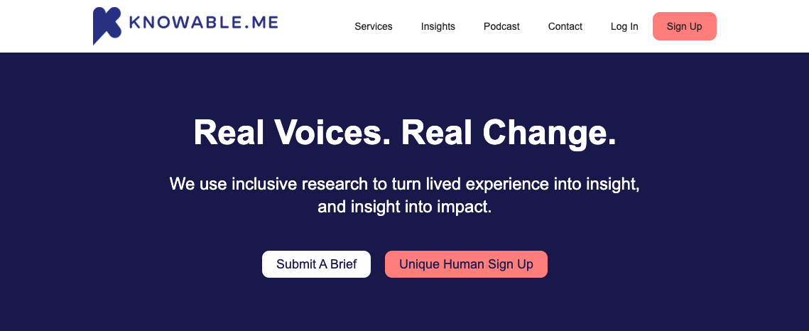 A screenshot of the header and hero section of the new website. 