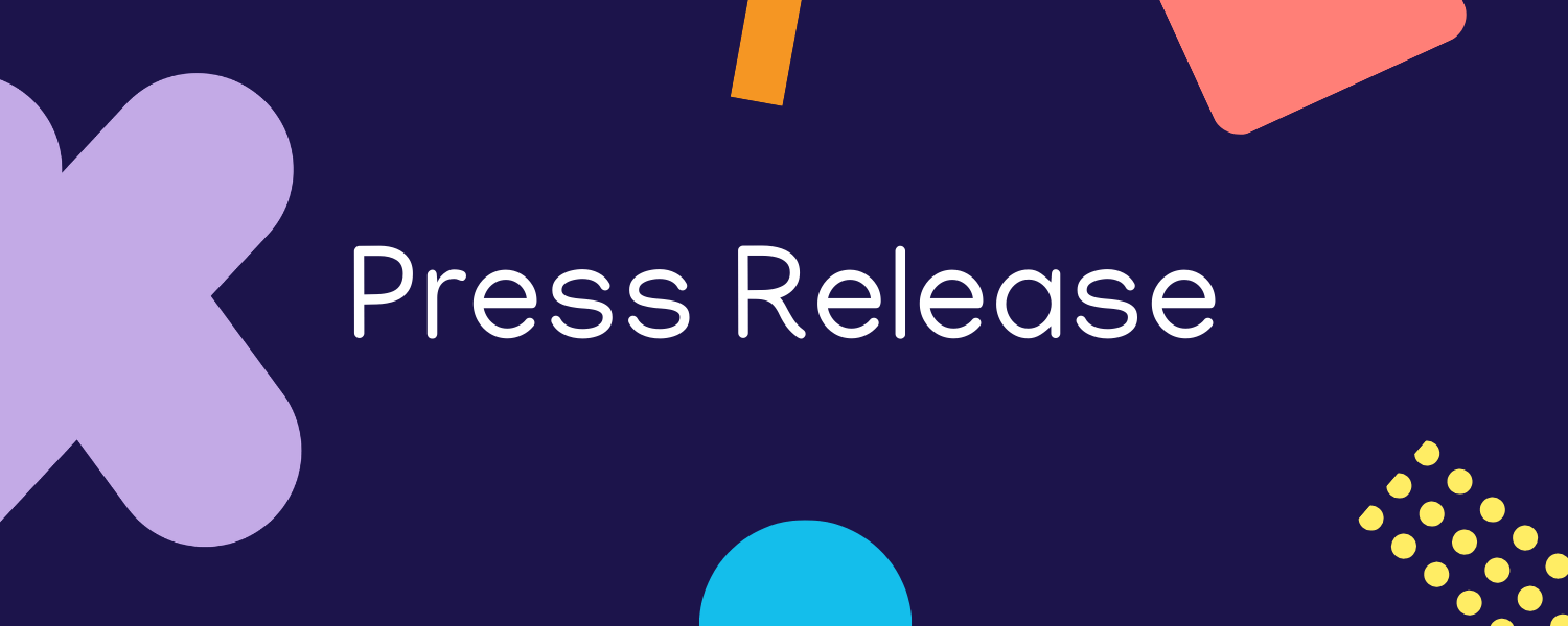 dark blue background white text Press Release