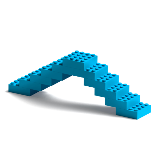 LEGO bridge structure symbolizing step-by-step career navigation and intentional progress
