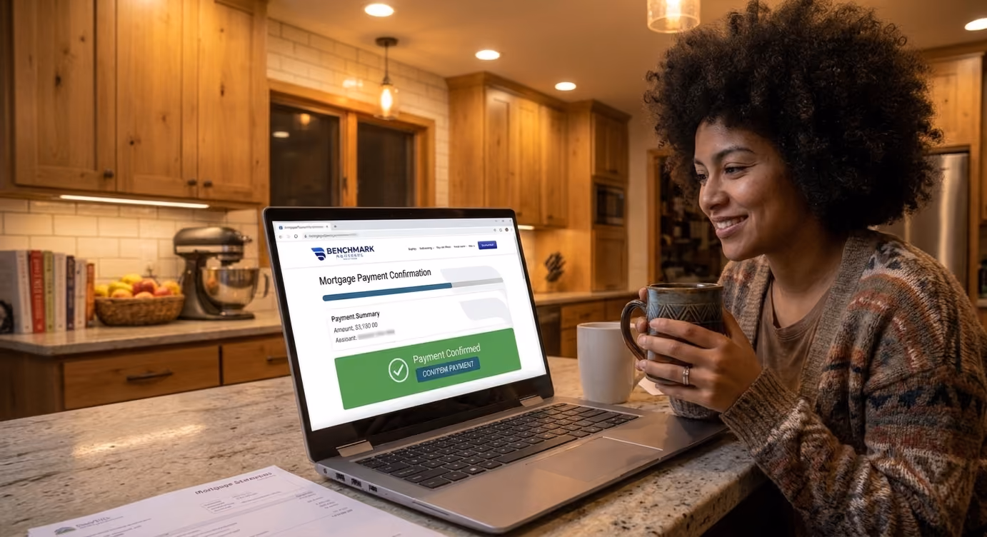Woman who just made successful payment online