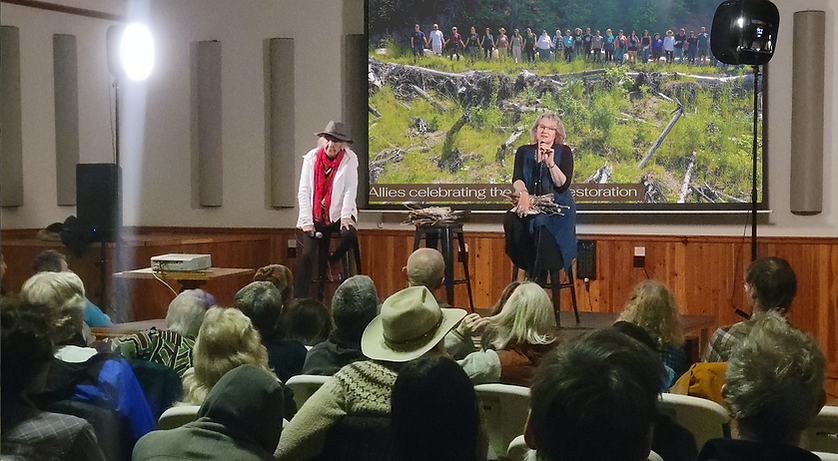 Two people in a hall after a film screening