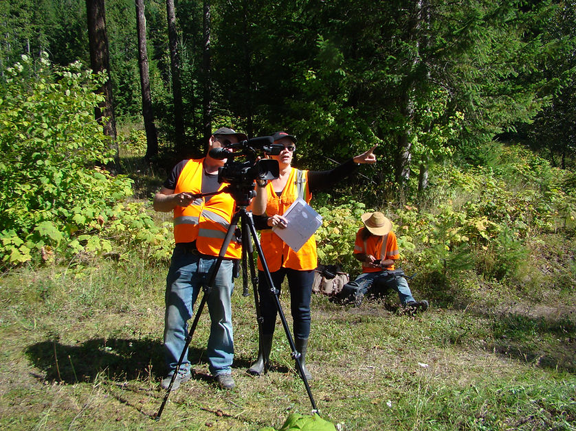 Community members collaborating on a film project