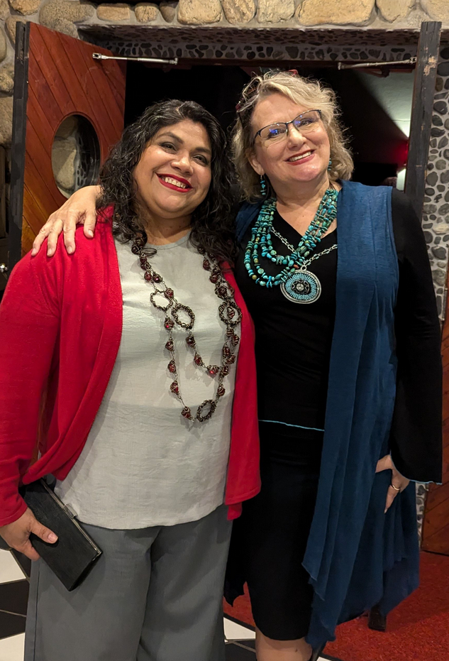 Two women in statement jewelry