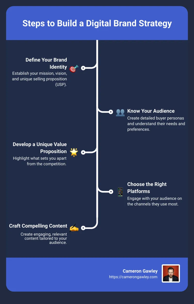 Steps to Build a Digital Brand Strategy - how to build a digital brand strategy infographic infographic-line-5-steps