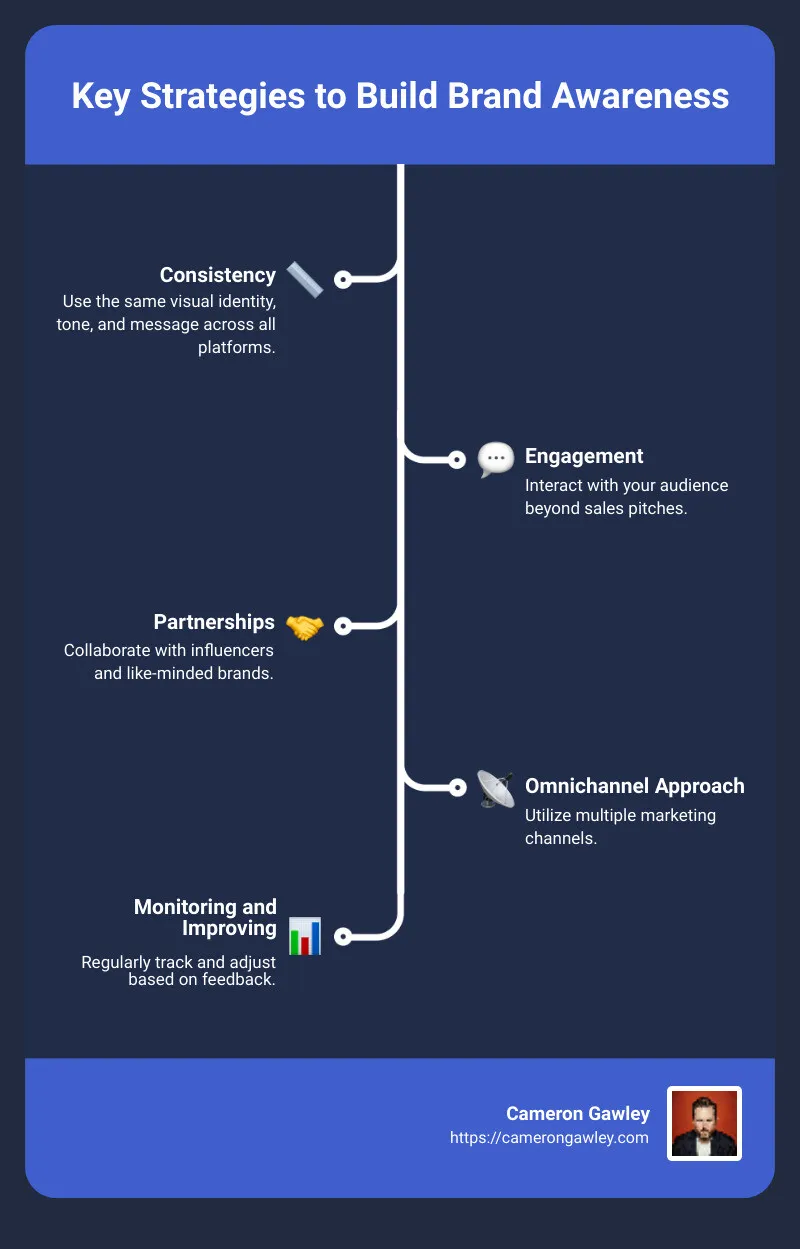 Infographic: Key Strategies to Build Brand Awareness - strategies to build brand awareness infographic infographic-line-5-steps