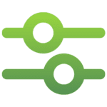 Icon of two horizontal sliders with circular knobs for adjusting settings.