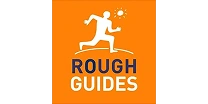 White silhouette of a running person with a sun above, rough guides text below on orange background.
