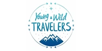 Circle logo with stylized mountains and text 'Young & Wild Travelers' inside.