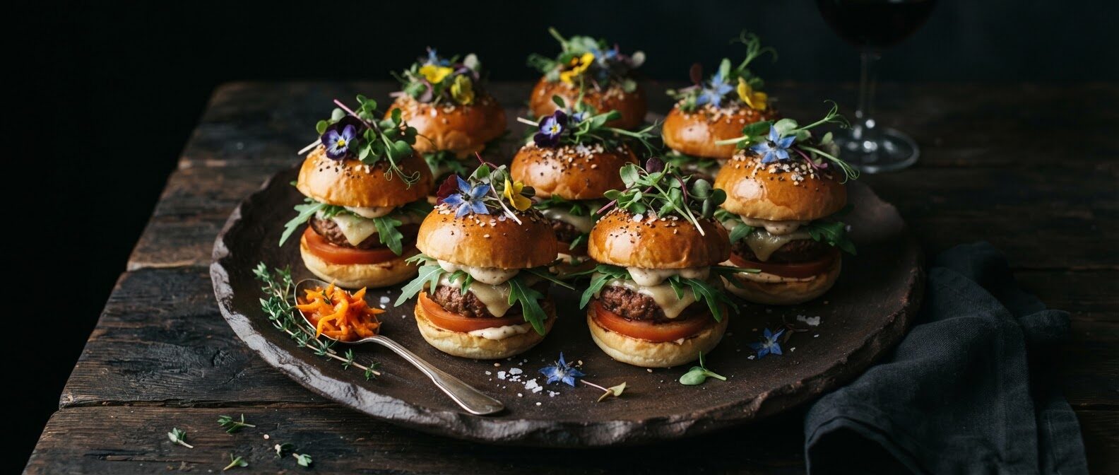 Grass-fed sliders or plant alt.
