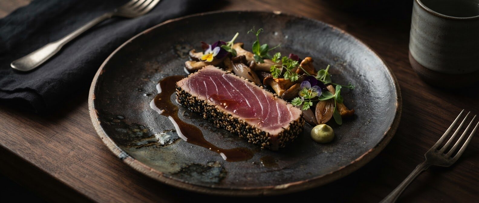 Seared tuna or mushroom variation
