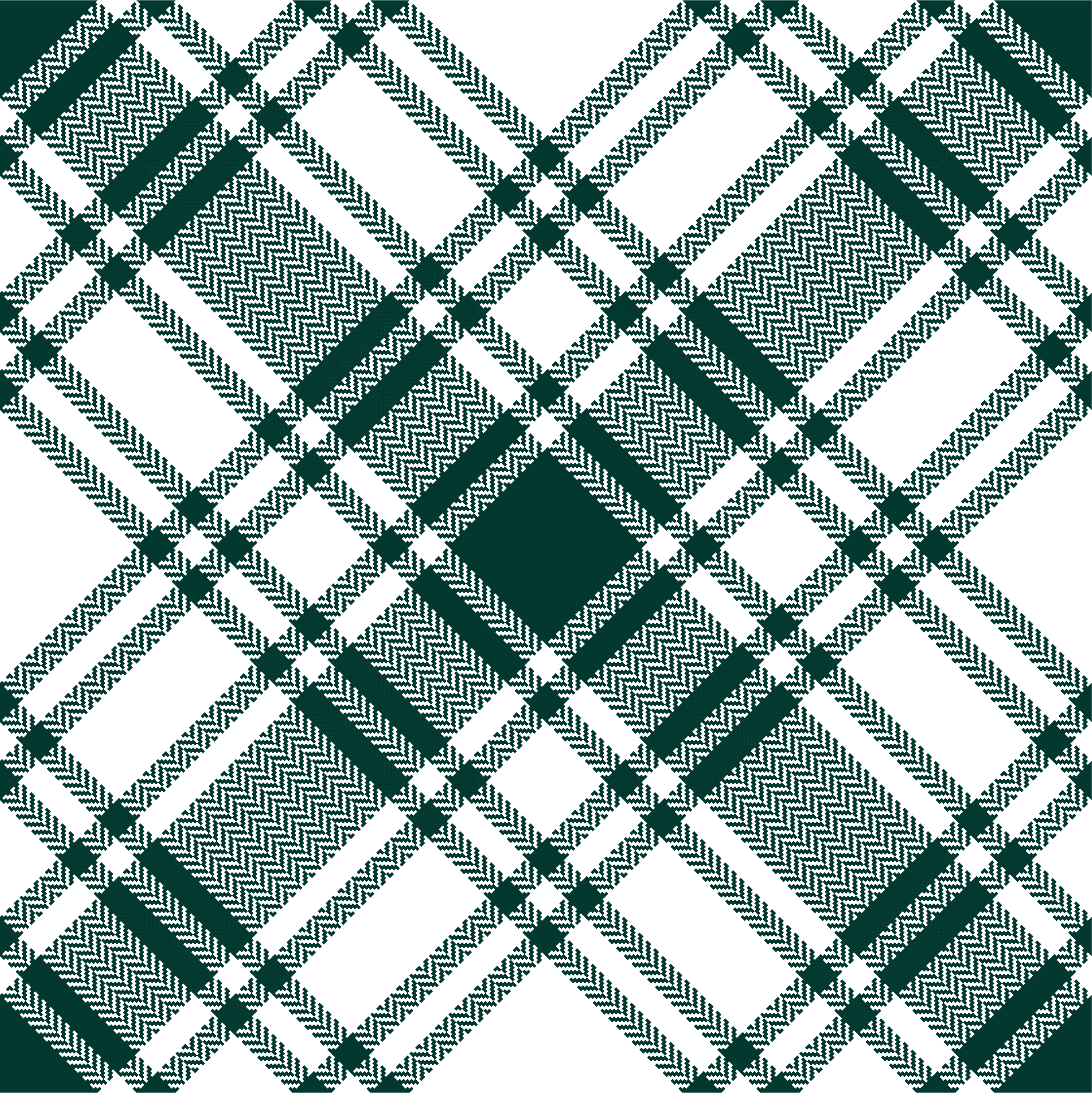 Dark green and black tartan pattern with intersecting diagonal lines and herringbone texture.