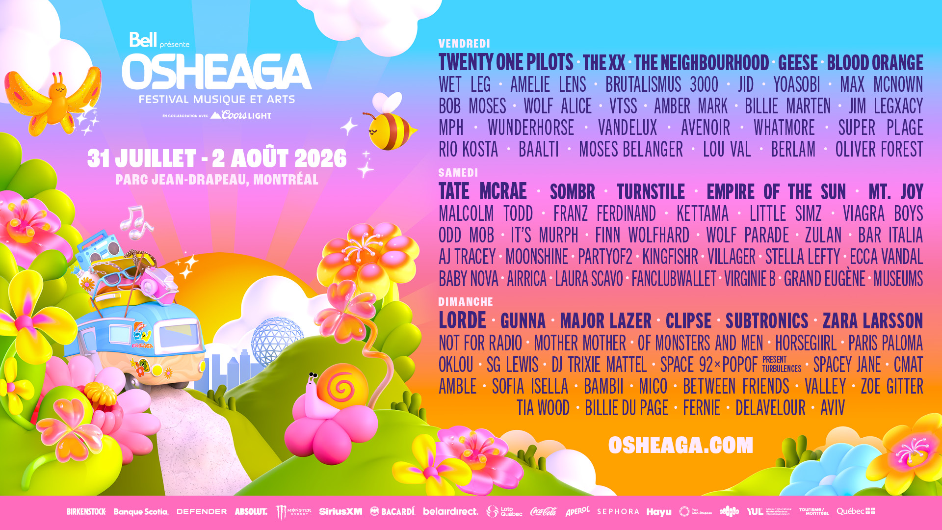 Twenty One Pilots, Tate McRae et Lorde, têtes d'affiche d'Osheaga 2026