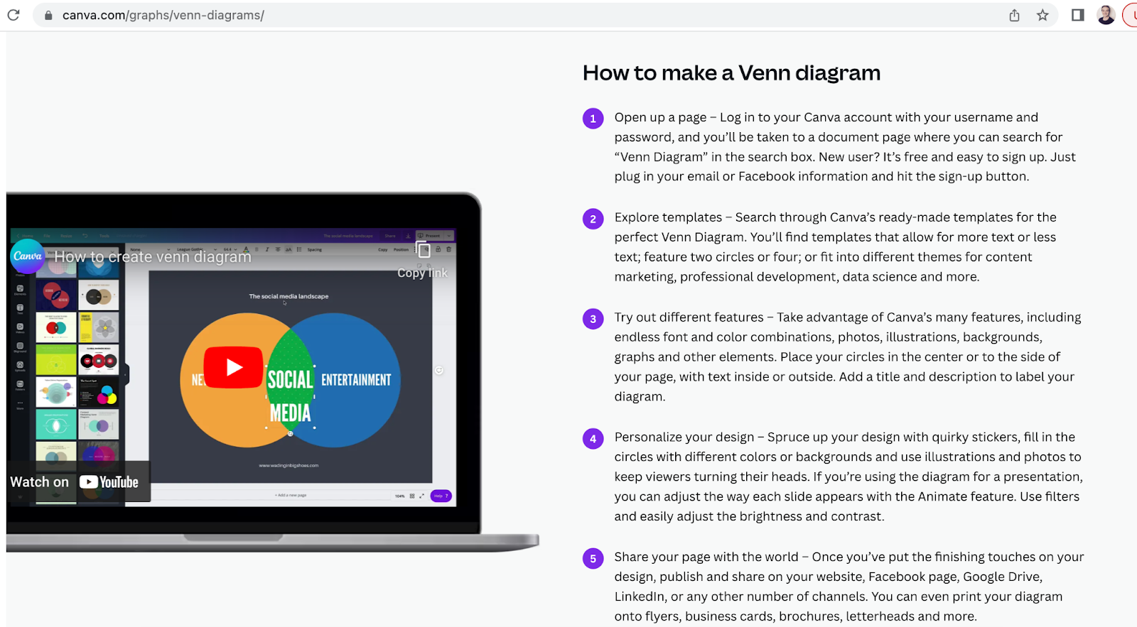 how to make a venn diagram by Canva