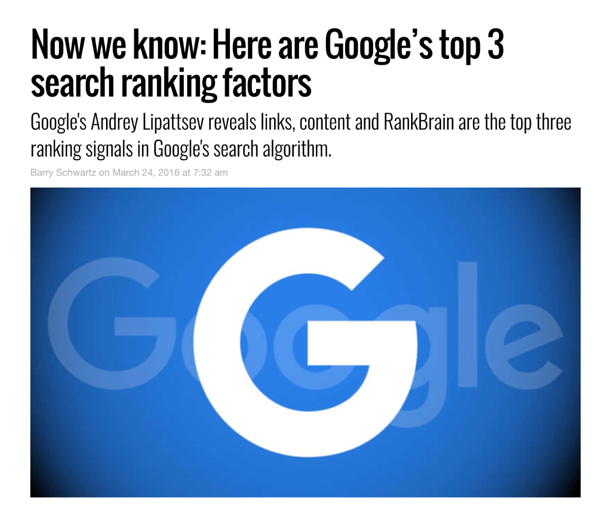 Google's top three ranking factors.