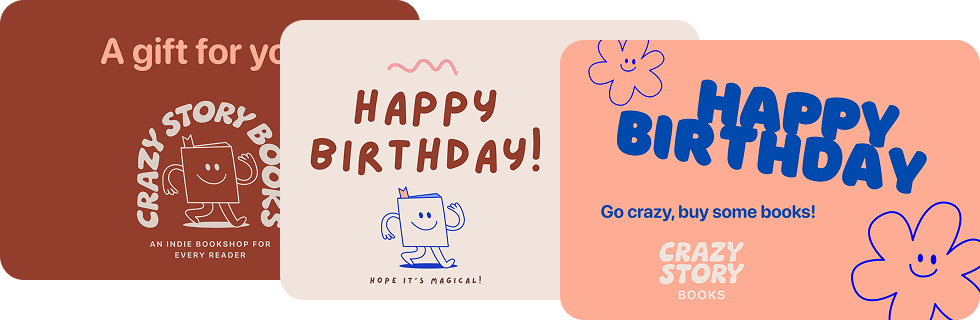 Three e-gift cards in bright colors