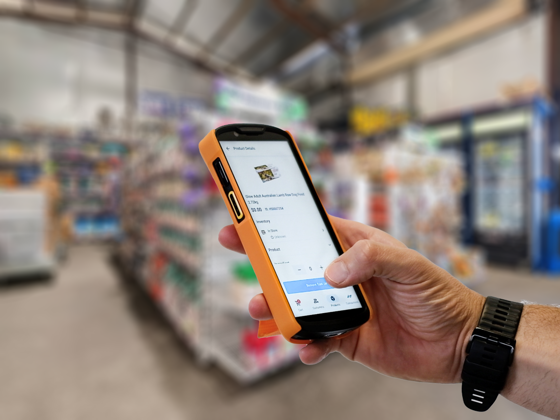 Awayco mobile POS device in a retail store