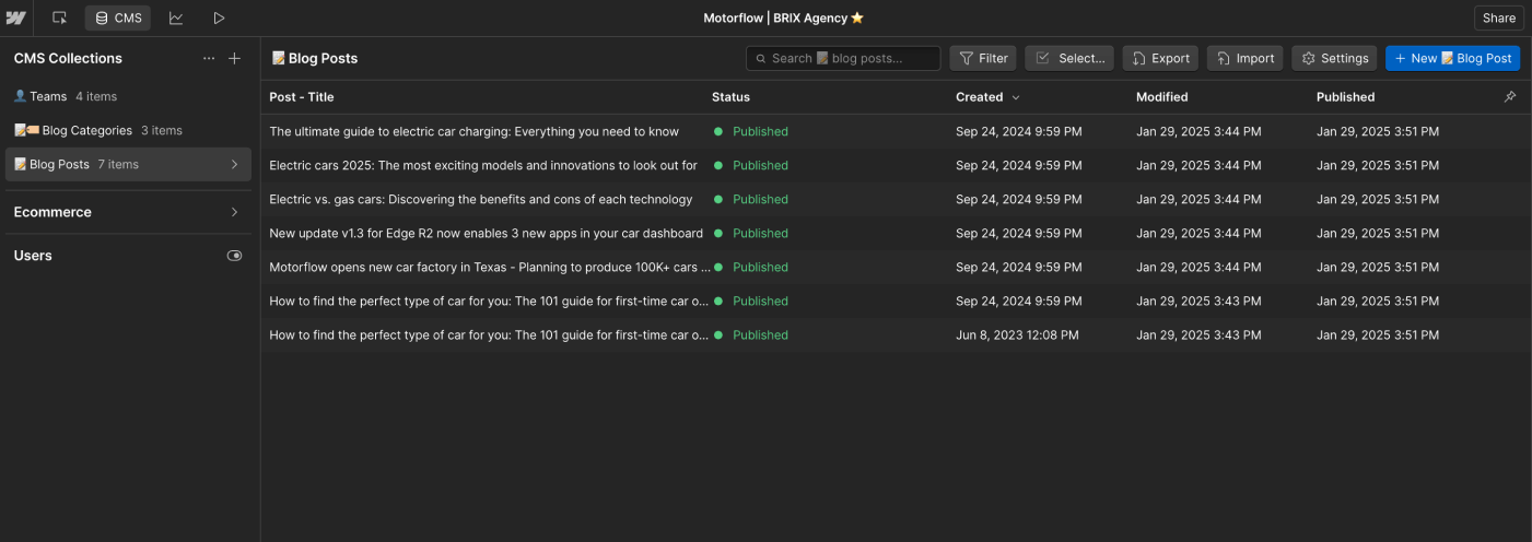 CMS Collection - Motorflow - Webflow Template | BRIX Templates