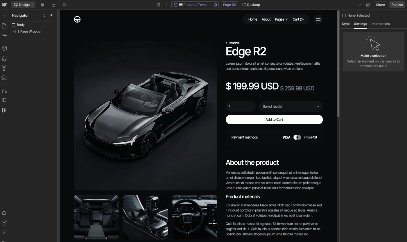 Ecommerce Page - Motorflow - Webflow Template | BRIX Templates