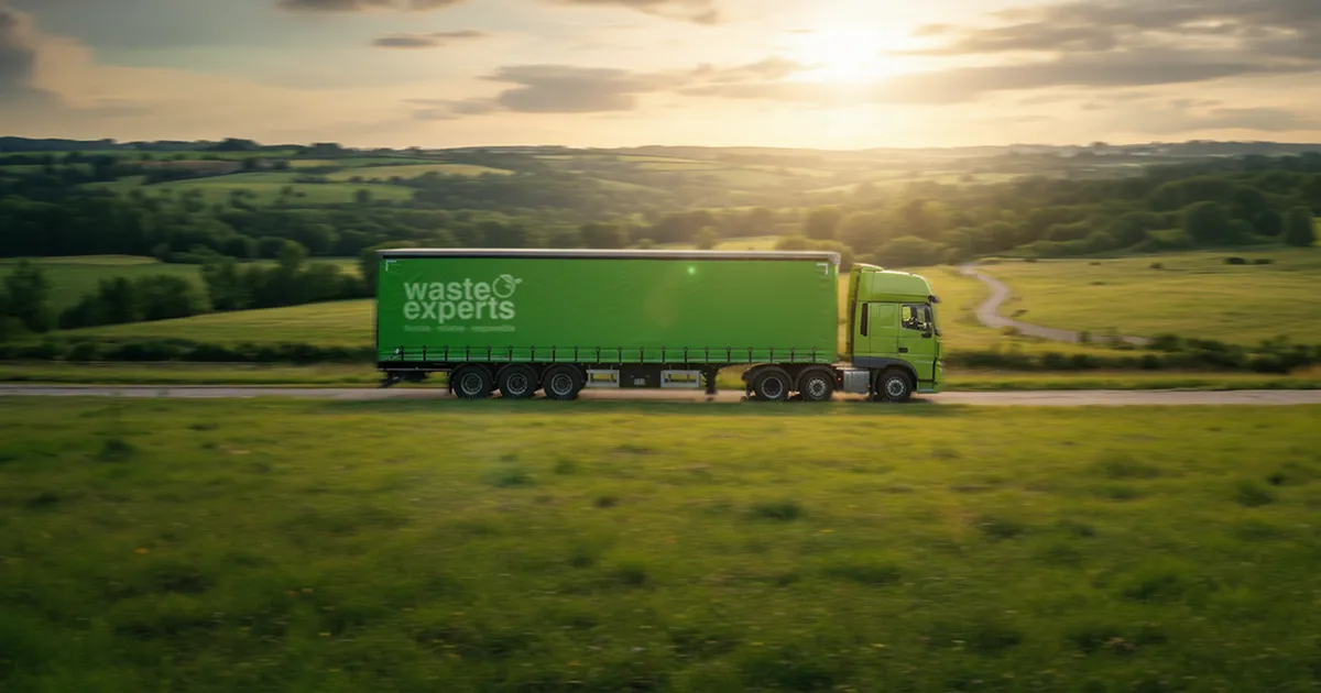 Waste Experts collection truck on a rural road