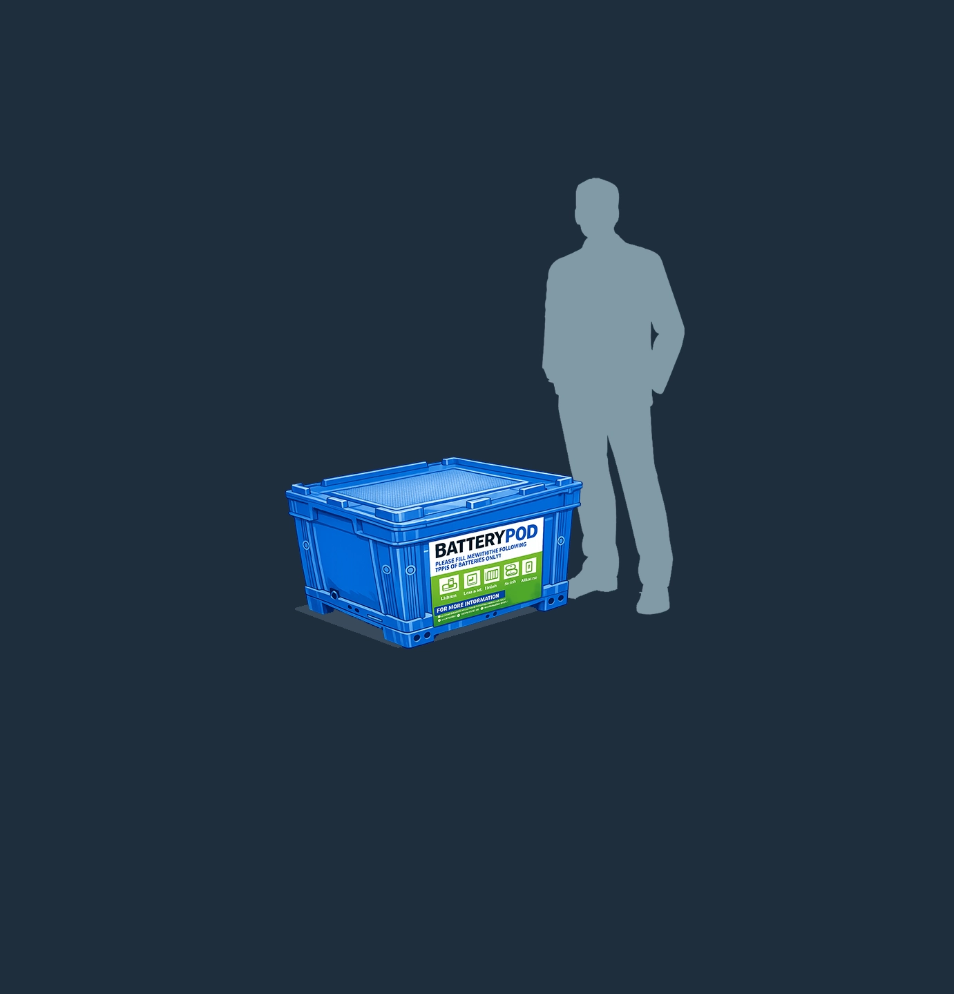 Black corrugated pipe with a yellow cap, shown next to a silhouette of a standing person for size comparison.