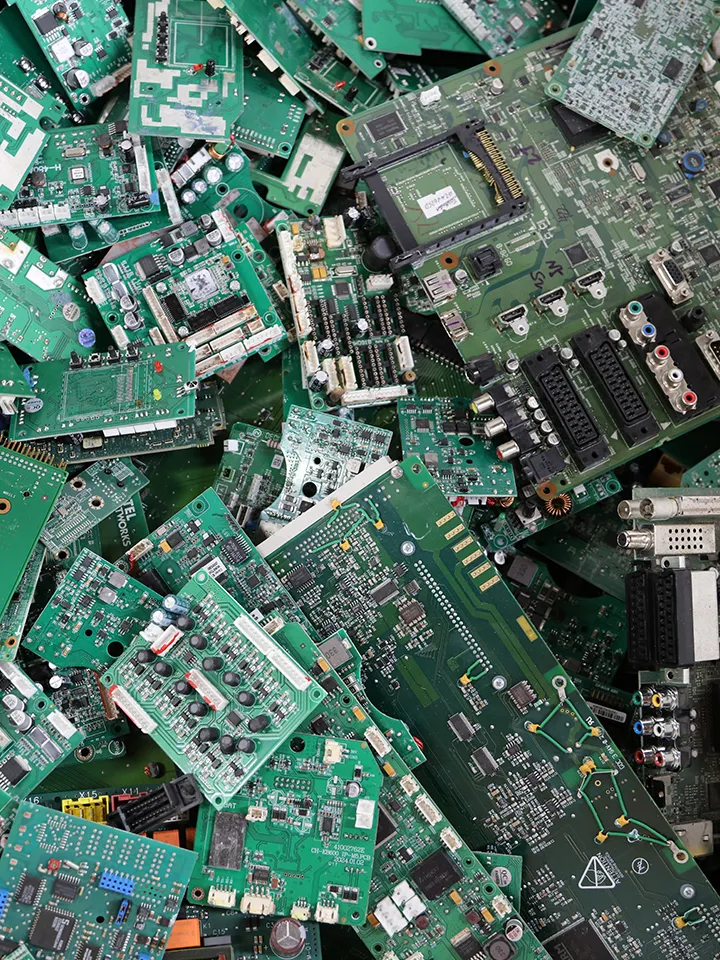 Circuit boards from electrical waste ready for recycling